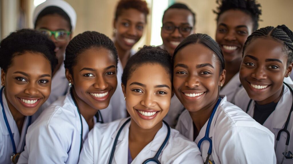 group of nurses from Malawi smiling at the camera